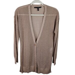 White House Black Market Cardigan‎ Womens S Long Sleeve Metallic Knit Top